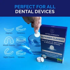 Retainer Cleaner Tablets for Invisalign Approved for Ultrasonic Cleaners - 30...