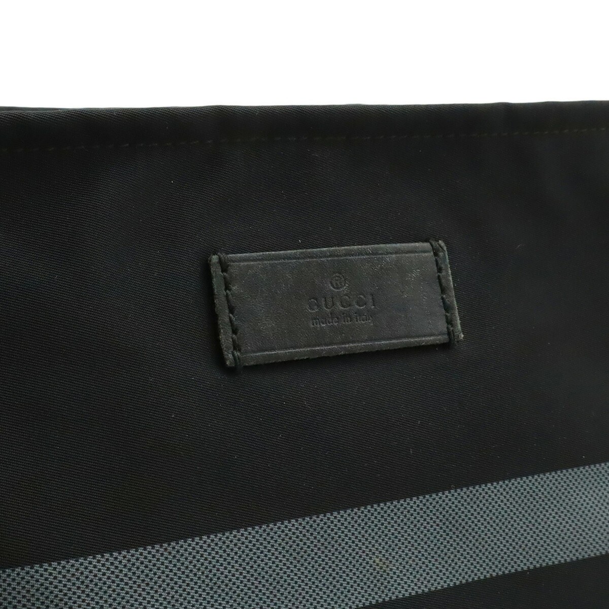 GUCCI Diamante Shoulder Bag, Nylon Leather, Black/Gray, 270410