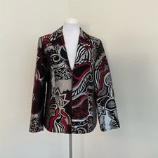 Chico's Black and Red Abstract Design Blazer Jacket