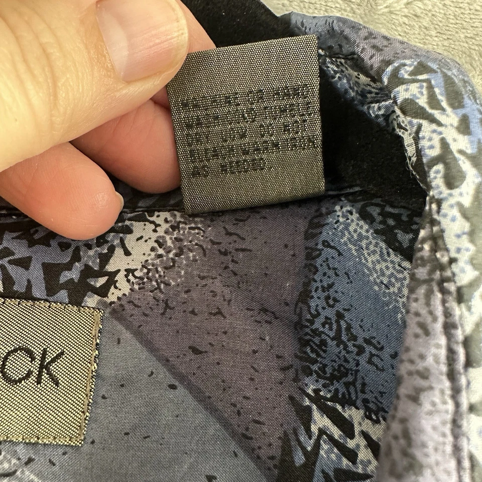 Camisa De Colección Robert Stock Abotonada Para Hombre’s L Azul Gris Negra Geométrica 100% Seda Foto 4 de 4