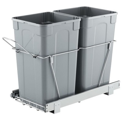VEVOR Pullout Trash Can 27QTx2 Under Sink Grey