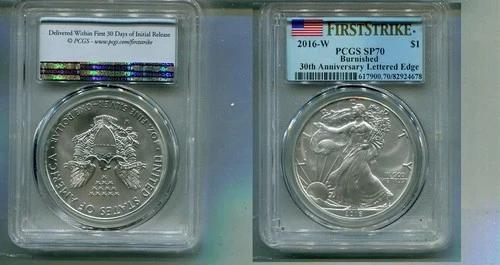 2016 W AMERICAN SILVER EAGLE 1 OUNCE .999 FINE BURNISHED COIN PCGS SP70 7217T