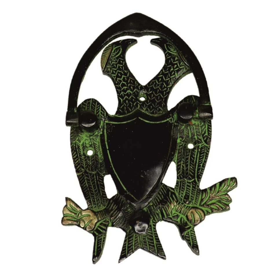 Timbre de puerta de latón hecho a mano con forma de águila de dos caras Foto 2 de 4