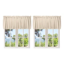 2 Pcs Window Valance, 52 x 18 Inch Valance Curtains for Windows, Warm Beige