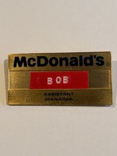 RARE 1970s-80s VINTAGE McDonald’s ASSISTANT MANAGER BRASS NAME TAG/BADGE/BOB 👀