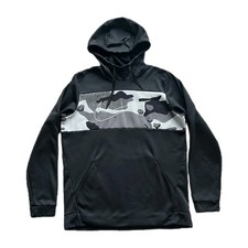 Nike Therma Men's Black Fleece Pullover Hoodie Gray Camo Swoosh BV2778-010, 2XL