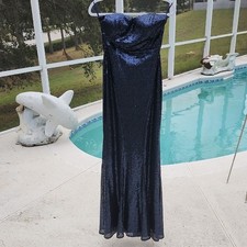 Lulu's Strapless Navy Sequin Dress