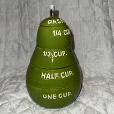 Rae Dunn Green Pear Shape 5 Piece Stacking Measuring Cups 