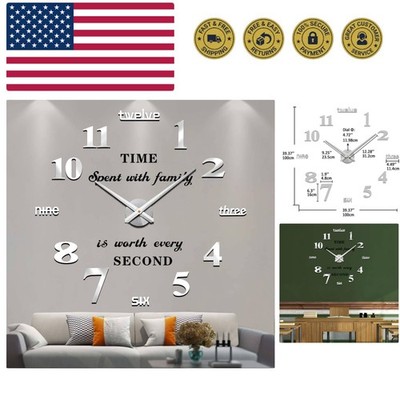 Large Wall Clocks for Living Room Decor, DIY Wall Clock Modern 3D Wall Clock ...