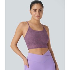 Brand New Halara Women's Small Low Support Lace Overlay Cropped Yoga Sports Bra