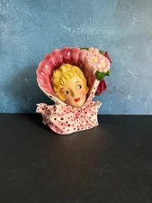 VINTAGE LADY HEAD VASE BLONDE LIPPER & MANN SOUTHERN BELLE PURPLE 6”