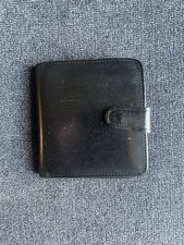 Coach Vintage Leather Kisslock Fold Wallet Coin Credit Cards Wallet Black
