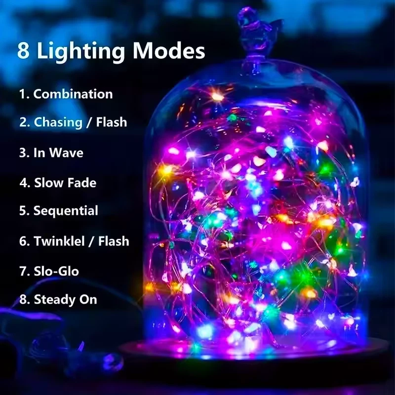 Solar String Lights LED Waterproof Copper Wire Garden Party Decor Outdoor - Image 3 of 4