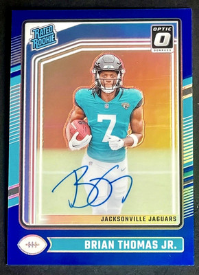 2024 Donruss Optic Brian Thomas Jr /99 Rated Rookie On Card AUTO Blue Prizm #214