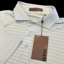 G/FORE Perforated Stripe Tech Jersey Polo Golf Stretch Powder Blue Size Medium