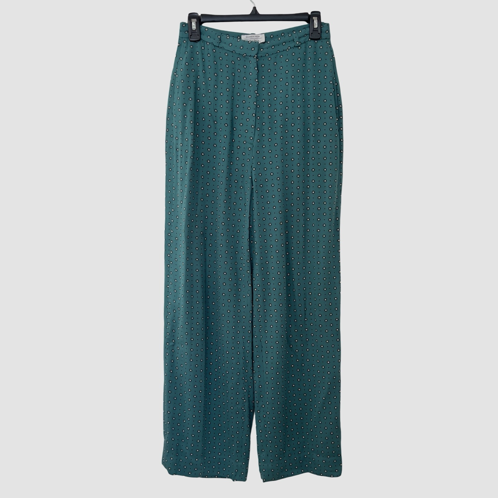 ALTRA & Other Stories Pantalone verde vita alta plissettato davanti gamba larga US4