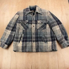 SEARS sherpa fleece lined wool flannel shirt jacket jac LARGE tag vtg 60s 70s