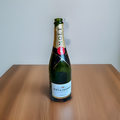 Empty Moët & Chandon champagne bottle candle craft upcycle