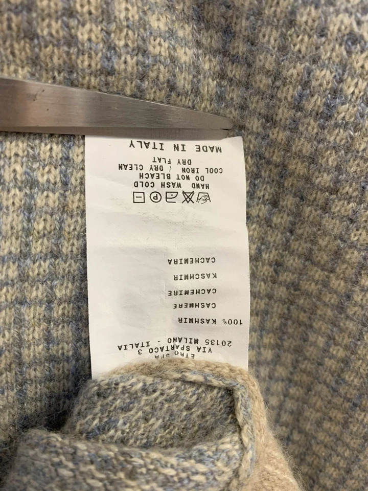 Suéter Etro Milano Para Hombre 100% Cachemira Cuello en V Beige Gris Talla L Hecho en Italia #RM Foto 4 de 4