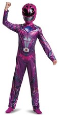 Pink Ranger Classic Power Rangers Movie Fancy Dress Up Halloween Child Costume