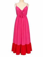 Tabitha Brown x Target Sleeveless Tie Front Midi Maxi Dress Pink/Red Size S