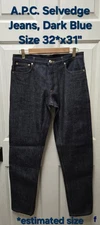 A.P.C. Selvedge Denim Jeans, Dark Blue, 32*x31 (*estimated size, no size tag)