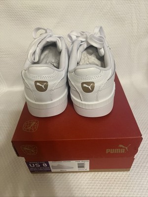 PUMA Court Sneaker Women's Retro Walking Shoes White/Gold, Size US 8