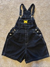 Vintage Disney Winnie The Pooh Embroidered Overall Shorts Women  s Large Black