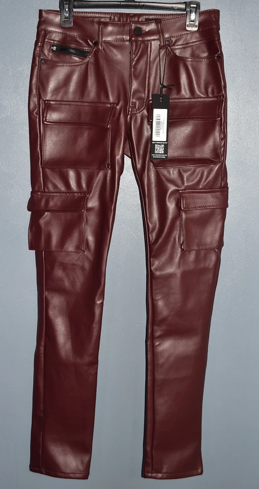 Rockstar оригинальный Kap узкие стек искусственной кожи подходит Jean размер 32, бордовый - Изображение 2 из 4