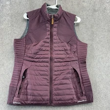 Eddie Bauer Vest Womens M Red Full Zip Fill 700 Goose Down Quilted Puffer Coat