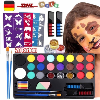 Kinderschminken Xmas Halloween Schminke Set 20 Farben Face Paint Make Up Kinder