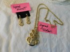 Monet Gold plated Earrings and Trifari Gold Plated Pendant Necklace Signed VTG — photo 7
