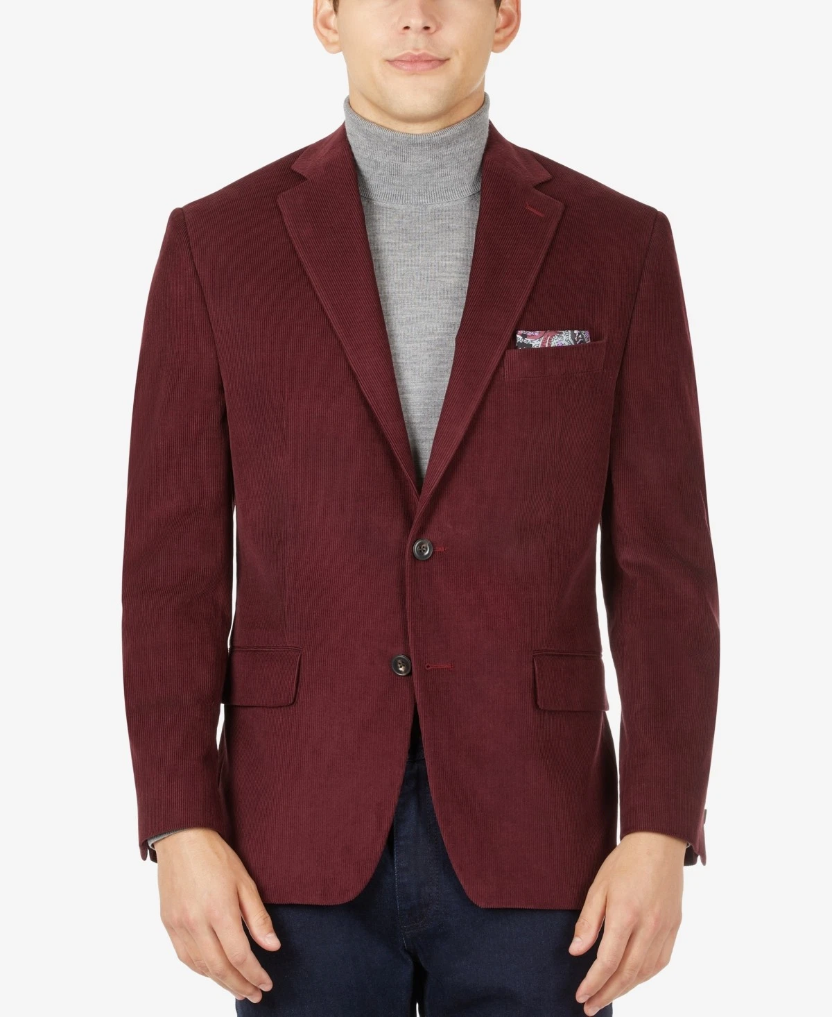 Blazer cappotto sportivo Michael Kors uomo vestibilità classica velluto a coste 38 S rosso bordeaux tinta unita
