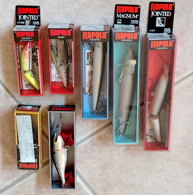 Vtg RAPALA X 7 NOS 14S Mag J13 Jointed Husky H-13 CDJ9 RT J9 CLN FR7 Shad Rap