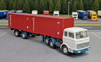 Wiking Mercedes MB 2223 Container-Sattelzug CTI OHNE Spiegel und UFSCH 1971-72