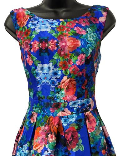 REVIEW Womens Blue Floral 'Jardin' Dress Party Cocktail Size 10 - Picture 4 of 12