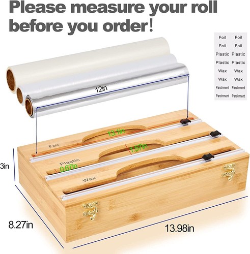 3 in 1 Wrap Dispenser with Cutter, Plastic Wrap, Aluminum Foil and Wax Paper - Picture 2 of 7