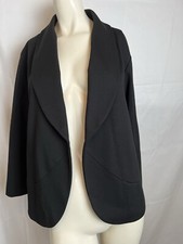 Chico's Black Open Front Blazer with Cheetah Print Lining Size 3 XL 16 