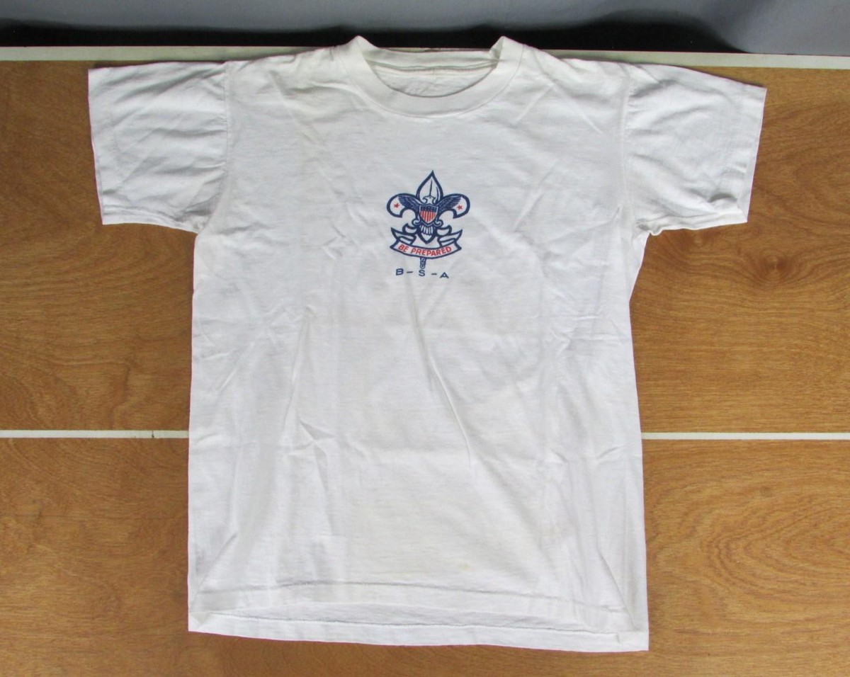 Vintage 1960s Boy Scout Be Prepared White Cotton Single Stitch T