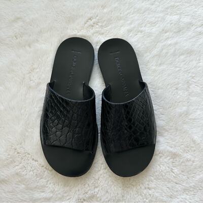 Dolce&Gabbana men croco print leather slides size 8 US  display picture 3