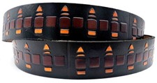 BULLETS EMBOSSED GENUINE COWHIDE LEATHER BELT SIZE USA MADE