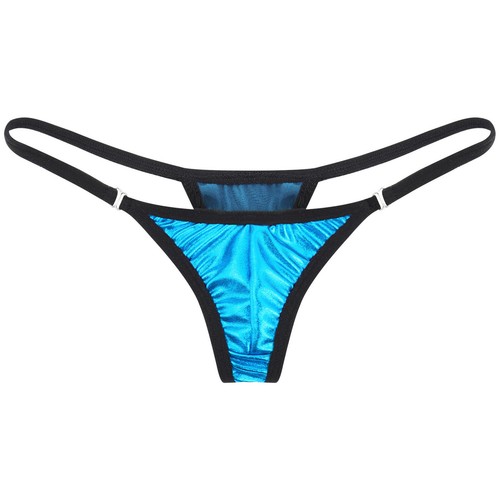 UK Womens Shiny Metallic Bikini Bottoms Low Rise T-back Thongs Underwear Panties - Picture 47 of 85