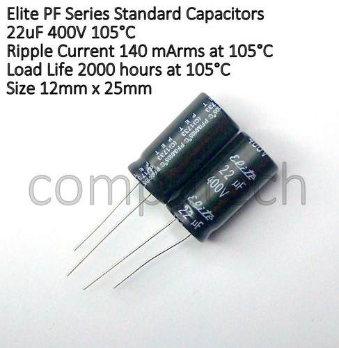 Elko radial, 220 µF, 400 V, 105°C, 22 x 35 mm, RM10 Snap-In