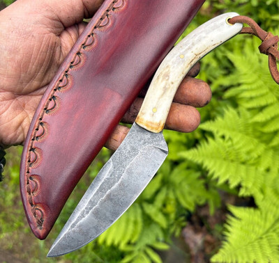 ML Knives Lesniewski - Forged Skinner - Elk Stag Limited - Sheath - New USA Made