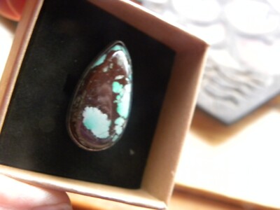 VINTAGE SW CARRICO LAKE TURQUOISE STERLING SILVER RING SIZE 7