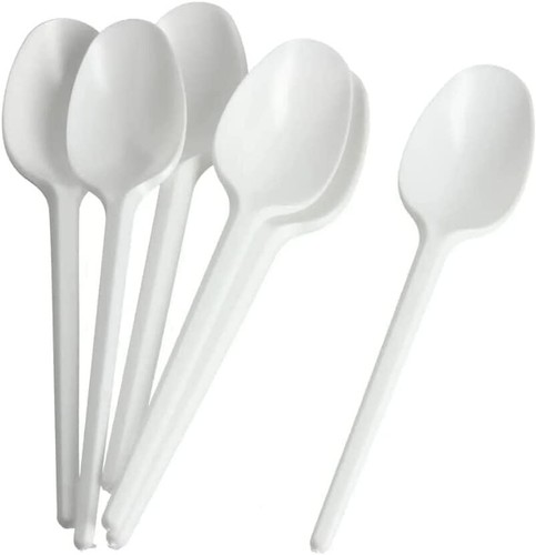 White Plastic Spoons – Reusable Heavy Duty Cutlery For Party - Foto 6