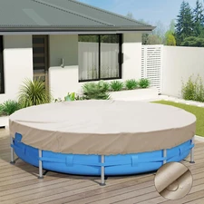 Waterproof Round Winter Pool Cover Above Ground Swimming Pool Safety Cover Beige