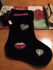 Victoria Secret Czarny Plusz Święta Boże Narodzenie Pończochy Dekoracja Fabrycznie nowa z metką