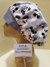 Mickey/Minnie Mouse grey Women's Bouffant Surgical Scrub Hat/Cap Handmade