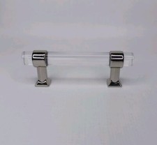 Clear Acrylic Metal Cabinet Door Handles Drawer Pulls Kitchen Bathroom